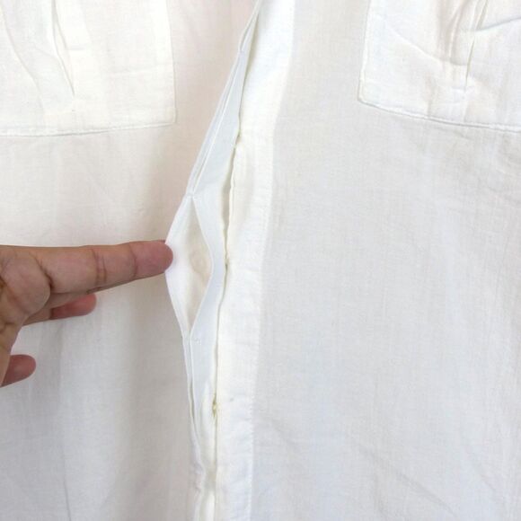 James Perse Shirt Women 1 White Collarless Safari Cotton Button Front 3/4 Sleeve - Picture 8 of 14